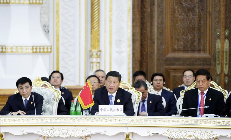 9月12日，上海合作組織成員國元首理事會第十四次會議在塔吉克斯坦首都杜尚別舉行。國家主席習近平出席會議並發表重要講話。新華社記者鞠鵬攝