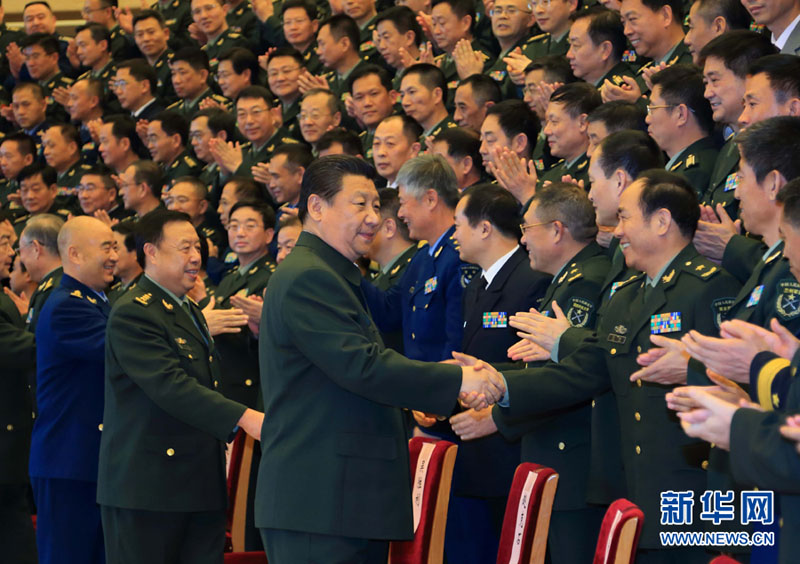 2015年1月29日，習(xí)近平在北京接見全軍外事工作會(huì)議和第十六次武官工作會(huì)議代表。 李剛攝
