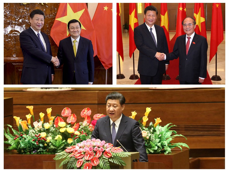 11月6日，中共中央總書記、國家主席習近平在河內同越南國家主席張晉創舉行會談﹔會見越南國會主席阮生雄﹔在越南國會發表題為《共同譜寫中越友好新篇章》的重要演講。新華社記者 李學仁、龐興雷 攝