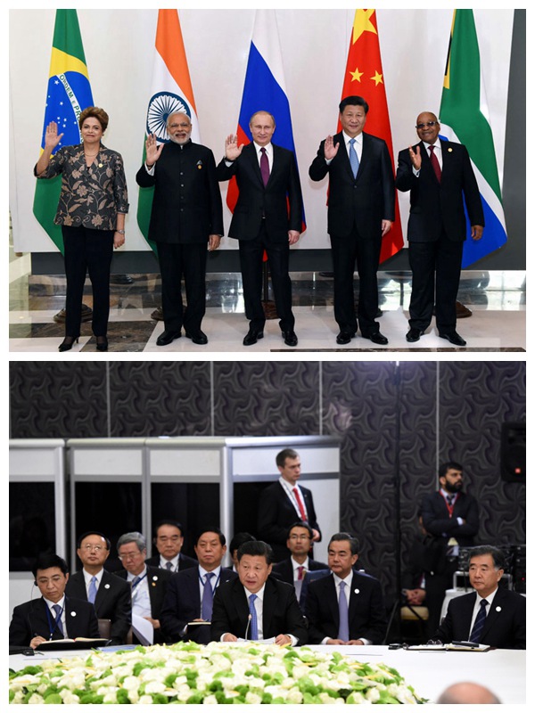 11月15日，金磚國家領導人非正式會晤在土耳其安塔利亞舉行，中國國家主席習近平、俄羅斯總統普京、印度總理莫迪、南非總統祖馬、巴西總統羅塞夫出席。習近平在會上發表題為《開拓機遇應對挑戰》的重要講話。新華社記者 饒愛民 攝