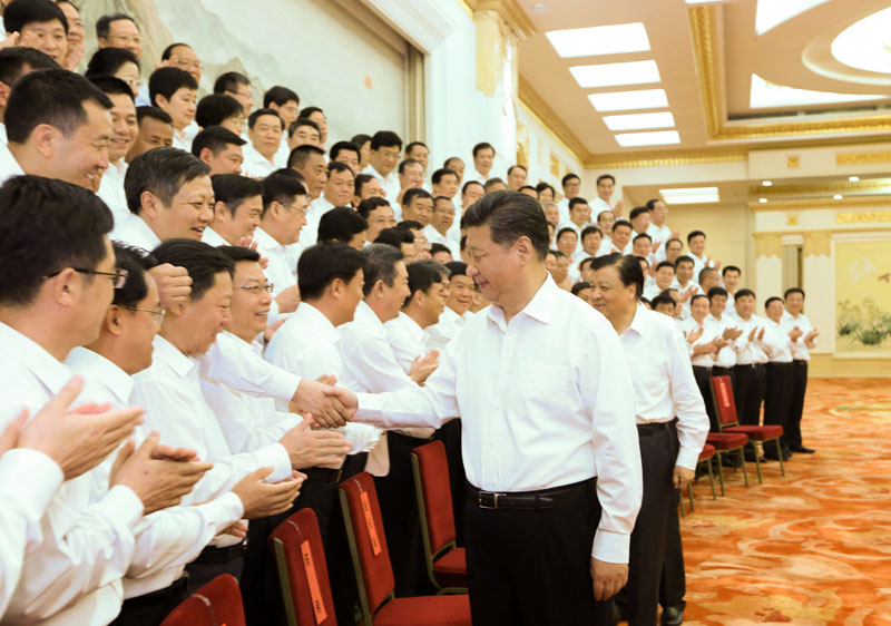 6月30日，黨和國家領導人習近平、劉雲山等在北京人民大會堂會見全國優秀縣委書記。新華社記者 蘭紅光 攝