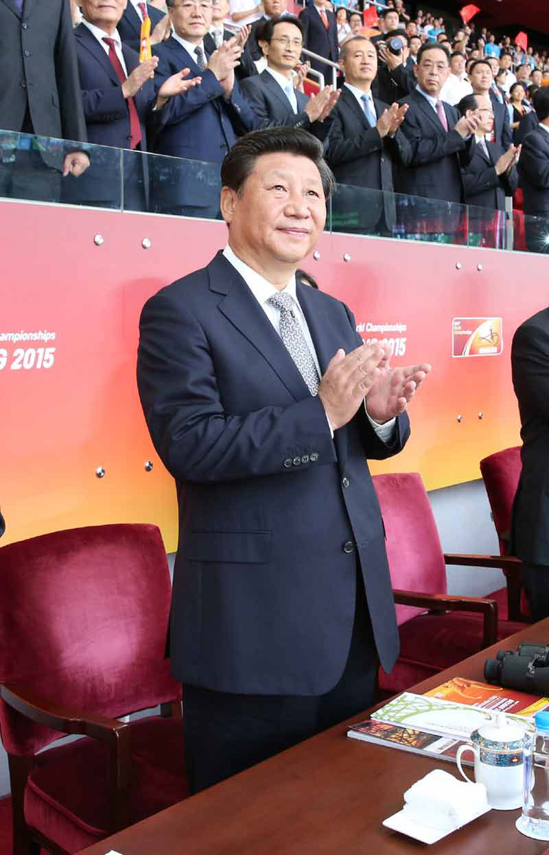 8月22日，國家主席習(xí)近平在國家體育場(chǎng)出席2015年北京國際田聯(lián)世界田徑錦標(biāo)賽開幕式並宣布錦標(biāo)賽開幕。新華社記者 黃敬文 攝