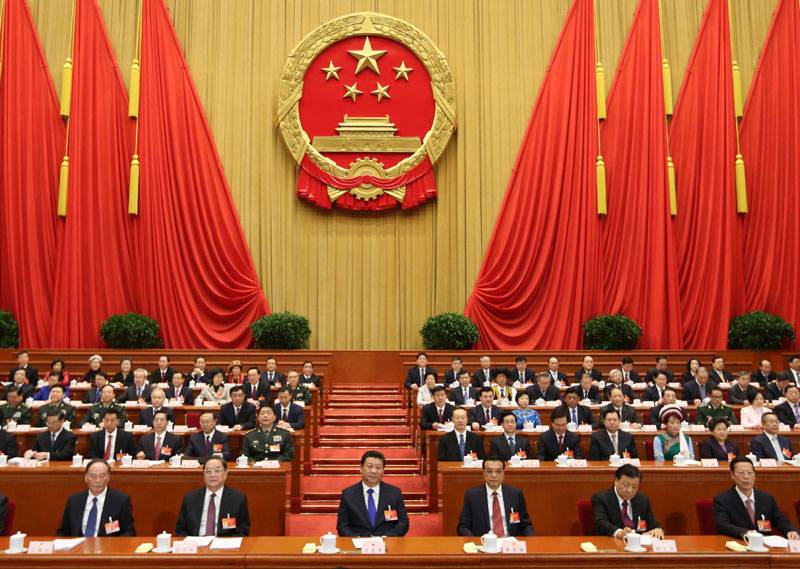 3月5日，第十二屆全國人民代表大會第三次會議在北京人民大會堂開幕。黨和國家領導人習近平、李克強、俞正聲、劉雲山、王岐山、張高麗等出席會議。新華社記者 蘭紅光 攝