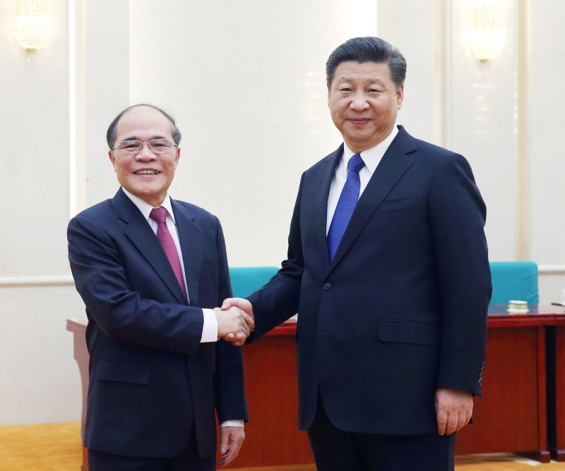 12月23日，中共中央總書記、國家主席習(xí)近平在北京人民大會(huì)堂會(huì)見越共中央政治局委員、越南國會(huì)主席阮生雄。新華社記者 姚大偉 攝