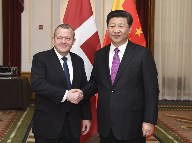 3月31日，國家主席習近平在華盛頓會見丹麥首相拉斯穆森。新華社記者 謝環馳 攝