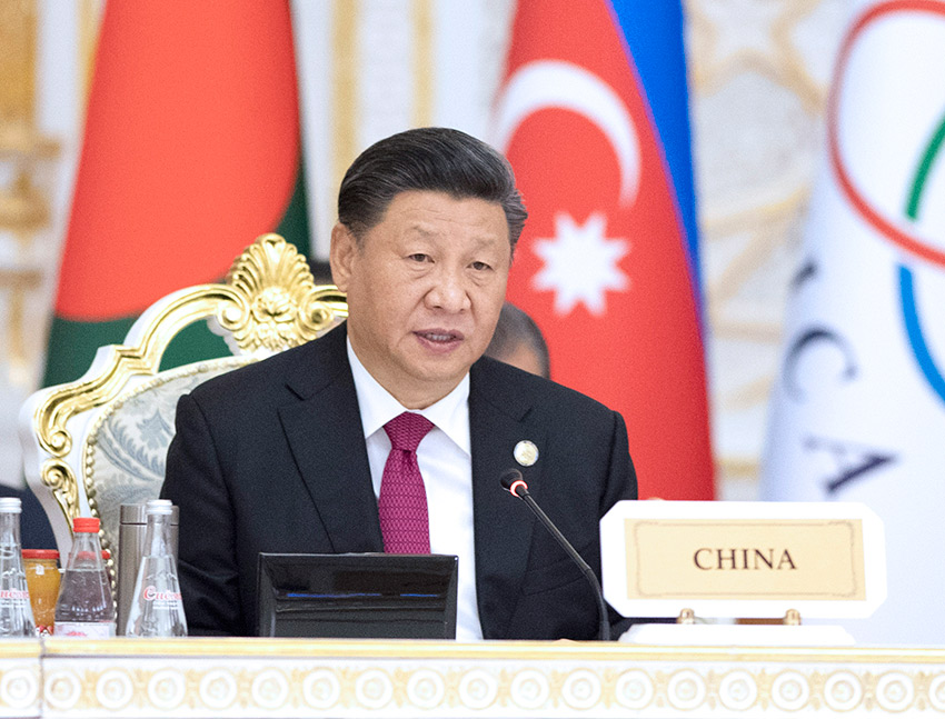 6月15日，亞洲相互協(xié)作與信任措施會議第五次峰會在塔吉克斯坦首都杜尚別舉行。國家主席習(xí)近平出席峰會並發(fā)表題為《攜手開創(chuàng)亞洲安全和發(fā)展新局面》的重要講話。 新華社記者 謝環(huán)馳 攝