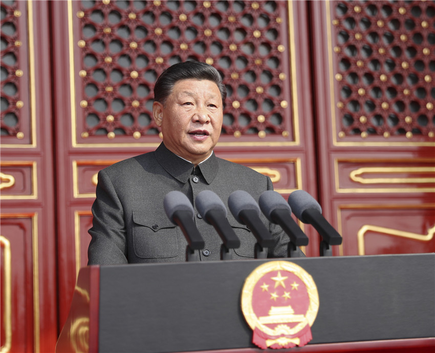 10月1日上午，慶祝中華人民共和國成立70周年大會在北京天安門廣場隆重舉行。中共中央總書記、國家主席、中央軍委主席習近平發表重要講話。 新華社記者 鞠鵬 攝