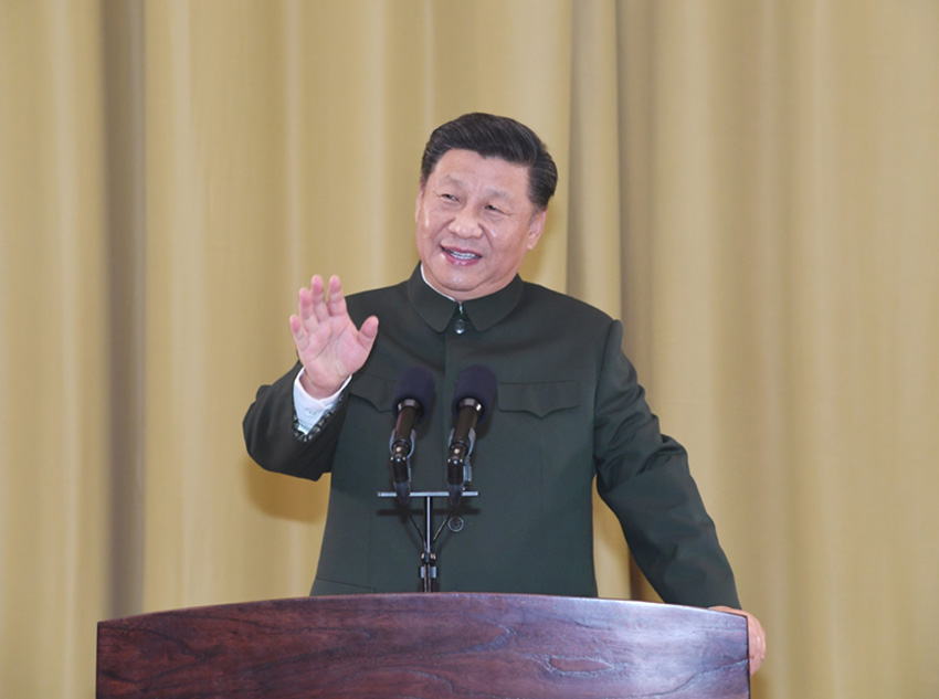 12月20日，中共中央總書記、國家主席、中央軍委主席習近平視察中國人民解放軍駐澳門部隊，代表黨中央和中央軍委向駐澳門部隊全體官兵致以誠摯的問候。這是習近平發表重要講話。 新華社記者 李剛 攝