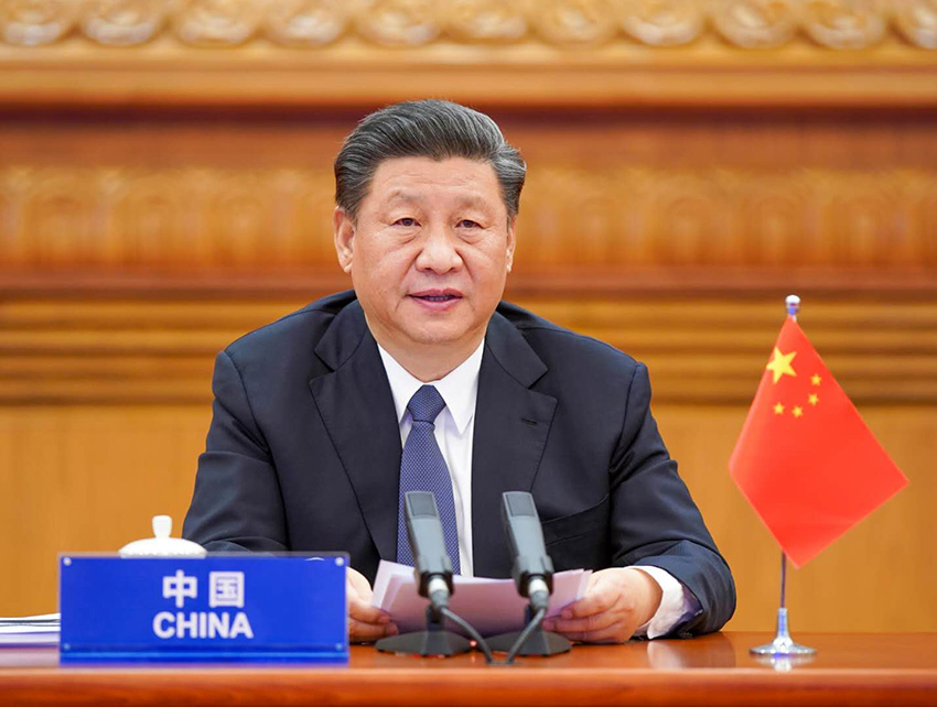 3月26日，國家主席習近平在北京出席二十國集團領導人應對新冠肺炎特別峰會並發表題為《攜手抗疫 共克時艱》的重要講話。 新華社記者 李學仁 攝