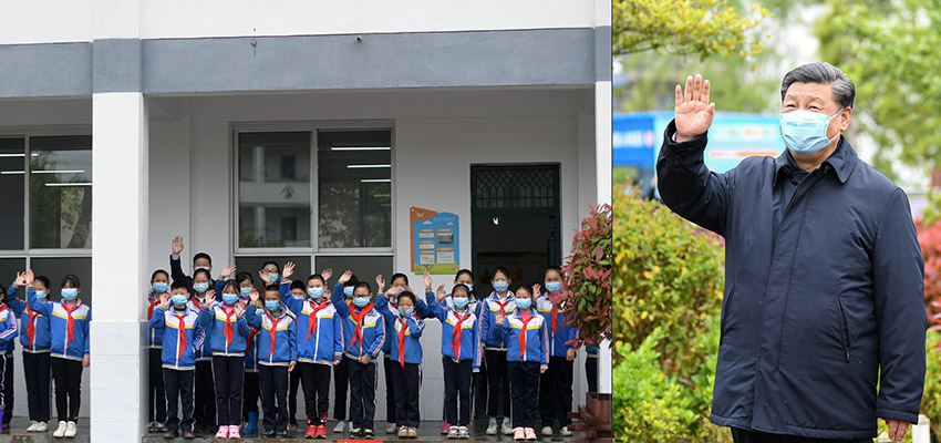 習(xí)近平總書記21日來到陝西省安康市平利縣老縣鎮(zhèn)，在錦屏社區(qū)、鎮(zhèn)衛(wèi)生院、中心小學(xué)和茶園考察當(dāng)?shù)孛撠毠?jiān)等情況。（文字記者：張曉鬆 攝影記者：鞠鵬、謝環(huán)馳、燕雁、翟健嵐）