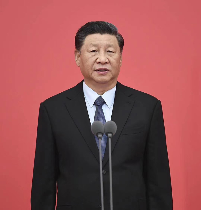8月26日，中國人民警察警旗授旗儀式在人民大會堂舉行。中共中央總書記、國家主席、中央軍委主席習近平向中國人民警察隊伍授旗並致訓詞。這是習近平致訓詞。 新華社記者 謝環馳 攝