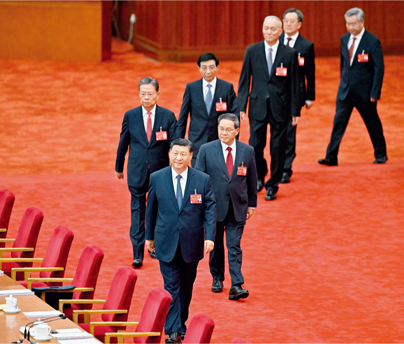 中國共產黨第二十屆中央委員會第三次全體會議，於2024年7月15日至18日在北京舉行。這是習近平、李強、趙樂際、王滬寧、蔡奇、丁薛祥、李希等步入會場。 新華社記者 岳月偉/攝